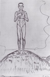 丘の上に立っている若い男 作： Ferdinand Hodler